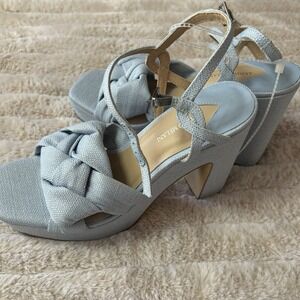 Antonio Melani Mya Blue Linen Platform Sandals Size 9M Block Heel Braided New